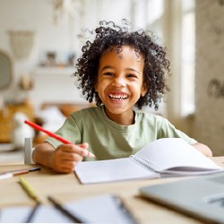 Young girl smiling in school 